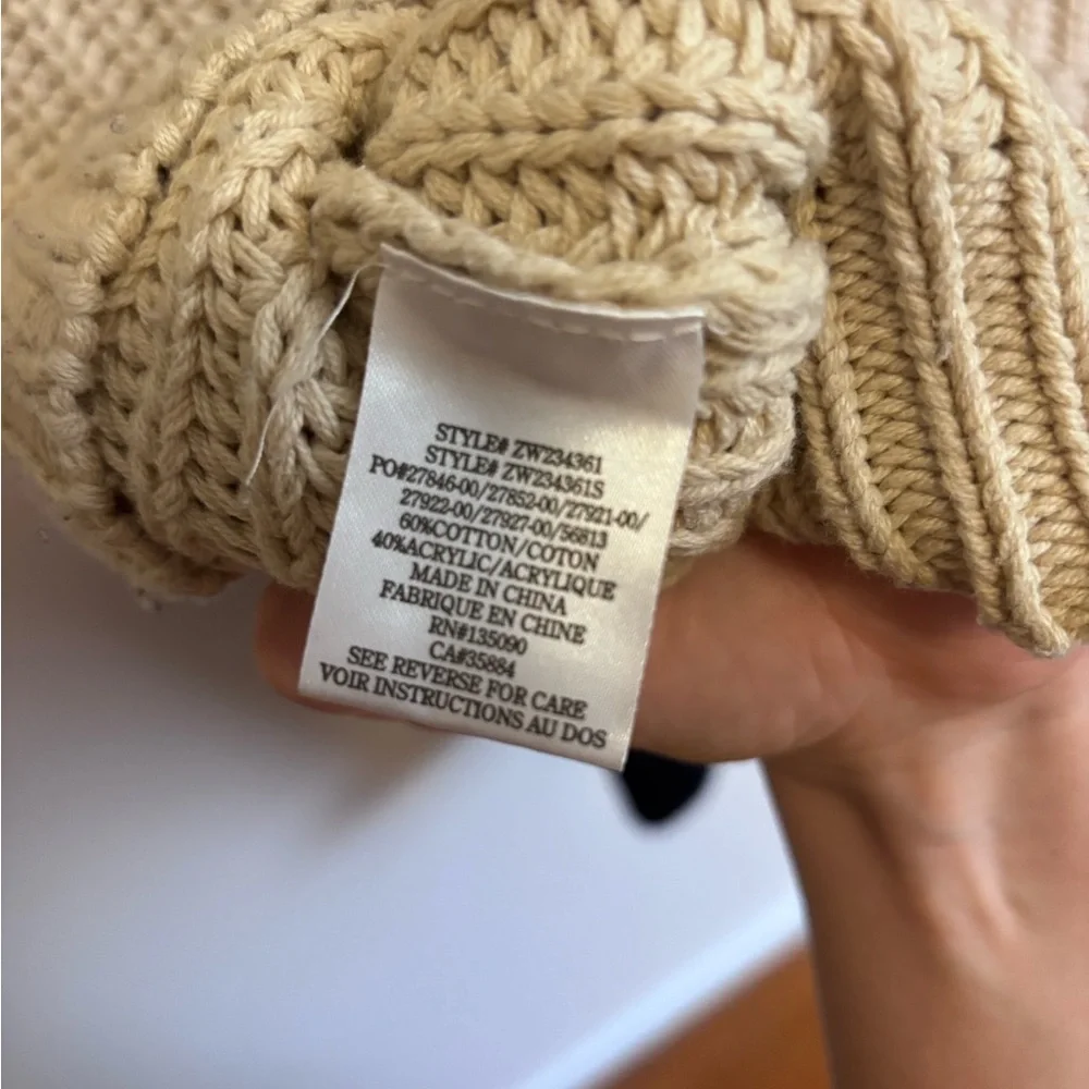 Z SUPPLY Hunter Varsity Chunky Knit Sweater - Beige & Black, size Medium - Picture 6 of 6